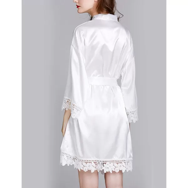Flygo Women's Simulation Silk Stain Lace Bathrobes Kimono Robe Bridesmaid Robes Pajamas Sleepwear Nightwear