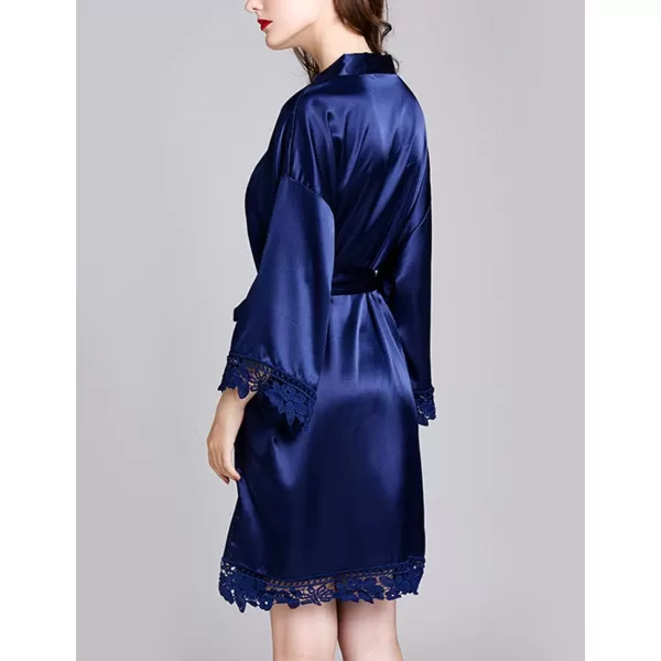Flygo Women's Simulation Silk Stain Lace Bathrobes Kimono Robe Bridesmaid Robes Pajamas Sleepwear Nightwear