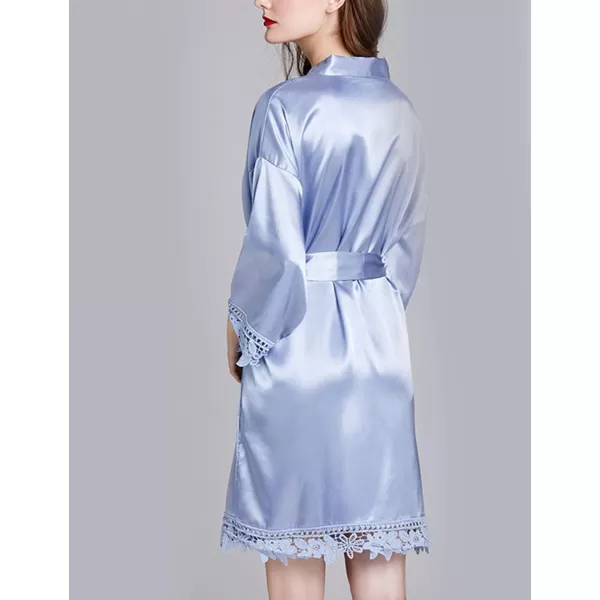 Flygo Women's Simulation Silk Stain Lace Bathrobes Kimono Robe Bridesmaid Robes Pajamas Sleepwear Nightwear