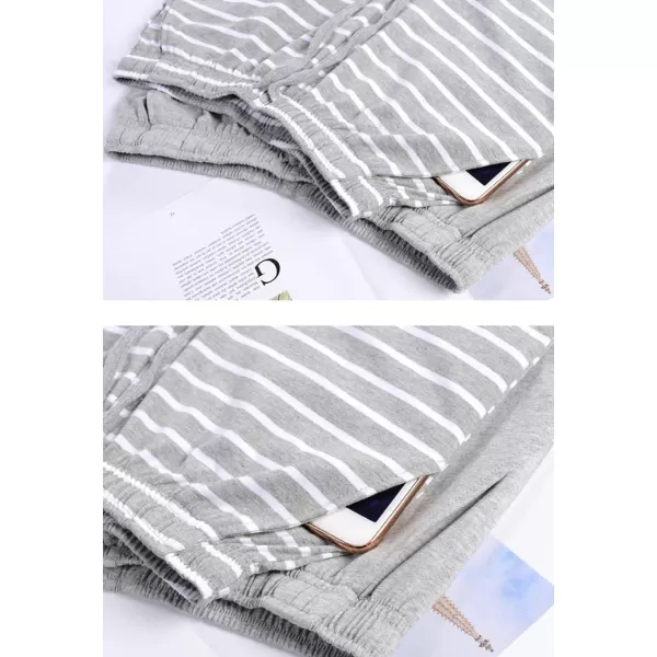 Flygo Women's Striped Cotton Pajama Pants Drawstring Loose Yoga Workout Pant With Pockets