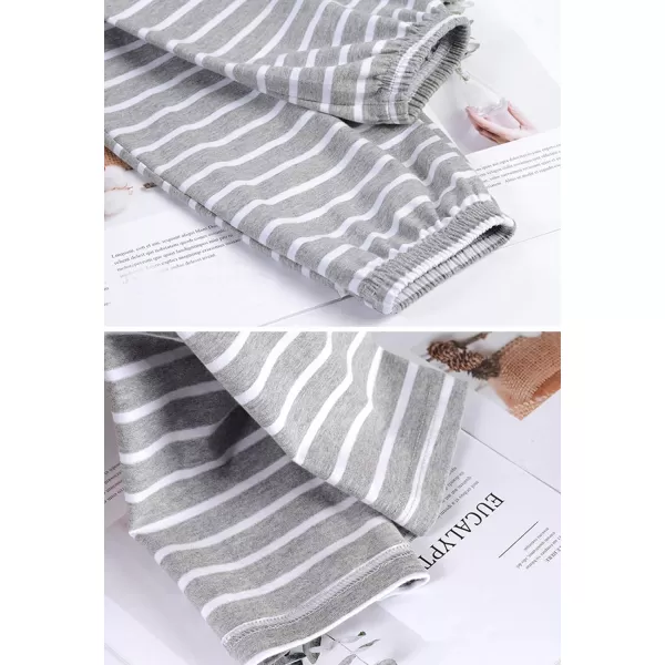 Flygo Women's Striped Cotton Pajama Pants Drawstring Loose Yoga Workout Pant With Pockets