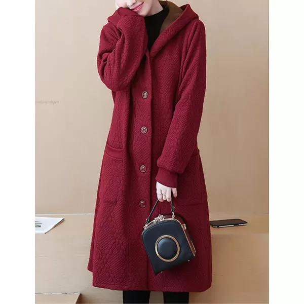 Flygo Women's Thicken Hooded Puffer Jacket Loose Fit Mid Length Parka Coat Cardigan