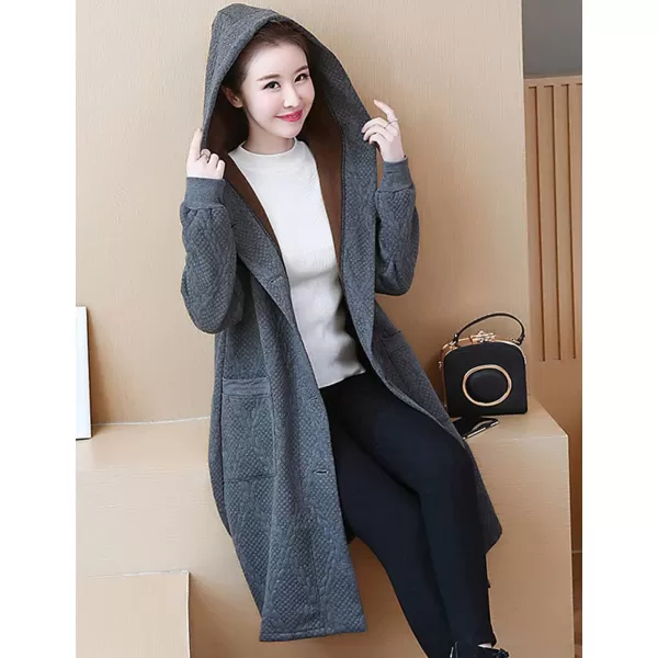 Flygo Women's Thicken Hooded Puffer Jacket Loose Fit Mid Length Parka Coat Cardigan