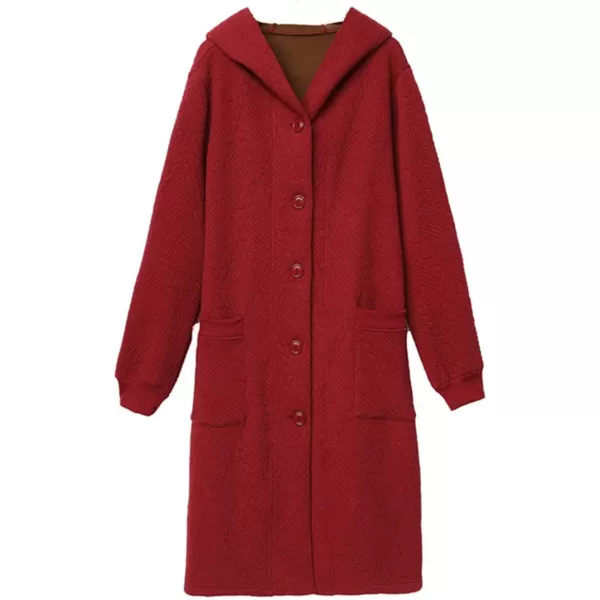 Flygo Women's Thicken Hooded Puffer Jacket Loose Fit Mid Length Parka Coat Cardigan