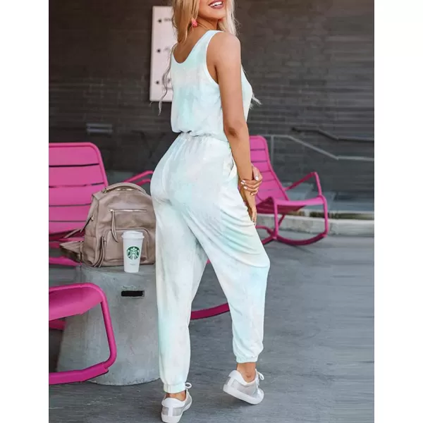 Flygo Women's Tie Dye 2 Pieces Outfits Sleeveless Tank Tops Long Sweatpants Sets