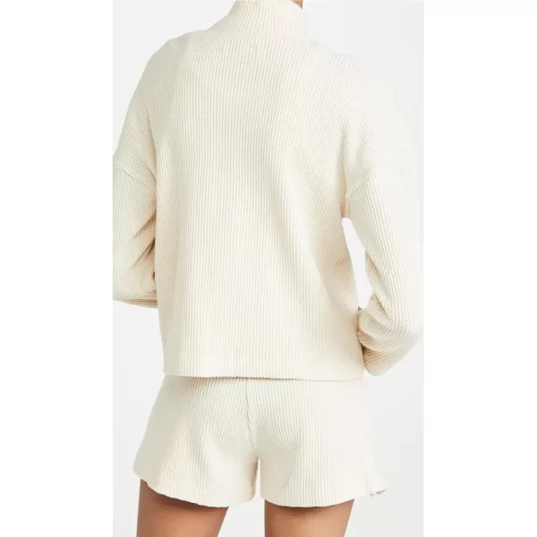 Flygo Womens Waffle Knit Pajama Set Long Sleeve Tops and Shorts Matching Lounge Set Loungewear Sweatsuit