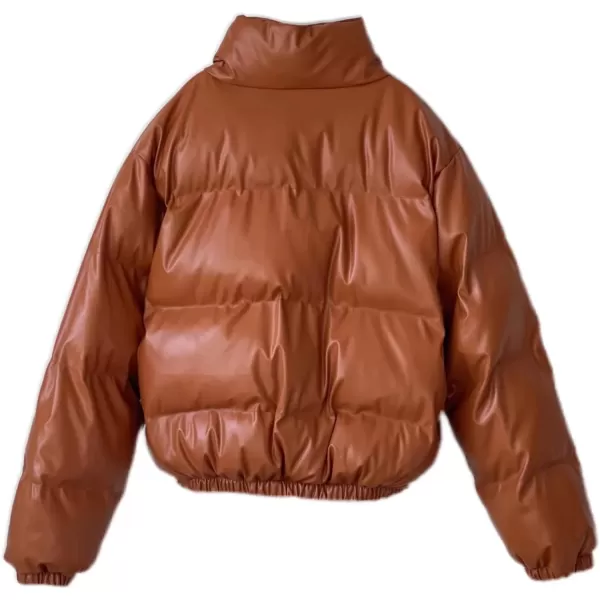 Flygo Women's Winter Baggy Puffer Jacket Full Zip Cropped Quilted Bubble Coat