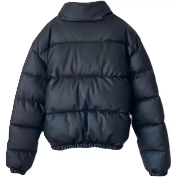 Flygo Women's Winter Baggy Puffer Jacket Full Zip Cropped Quilted Bubble Coat