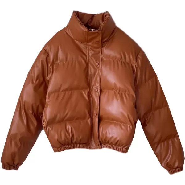Flygo Women's Winter Baggy Puffer Jacket Full Zip Cropped Quilted Bubble Coat