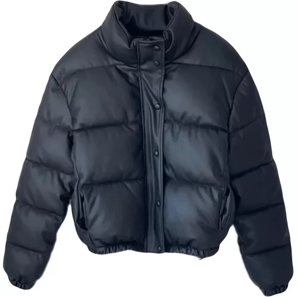 Flygo Women's Winter Baggy Puffer Jacket Full Zip Cropped Quilted Bubble Coat