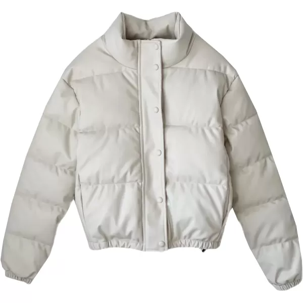Flygo Women's Winter Baggy Puffer Jacket Full Zip Cropped Quilted Bubble Coat
