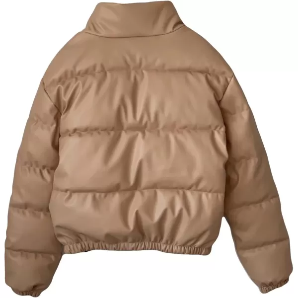 Flygo Women's Winter Baggy Puffer Jacket Full Zip Cropped Quilted Bubble Coat