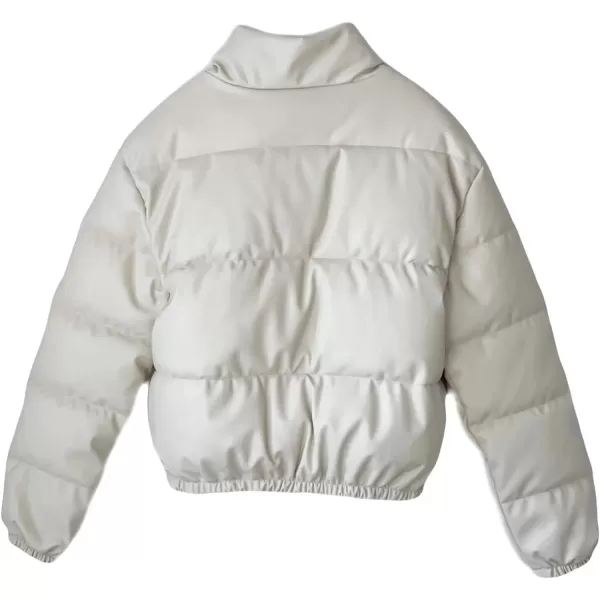 Flygo Women's Winter Baggy Puffer Jacket Full Zip Cropped Quilted Bubble Coat