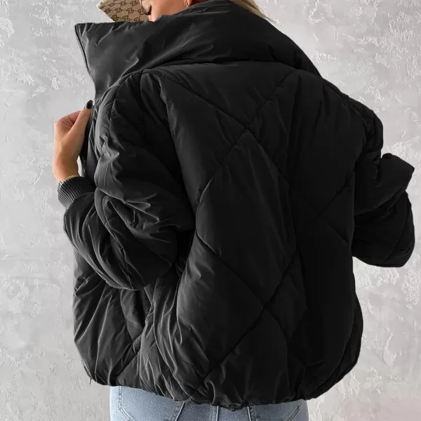 Flygo Womens Winter Crop Down Jacket Zipper Quilted Puffer Short Coat Bubble Warm Padded Outerwear