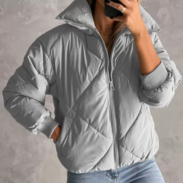Flygo Womens Winter Crop Down Jacket Zipper Quilted Puffer Short Coat Bubble Warm Padded Outerwear