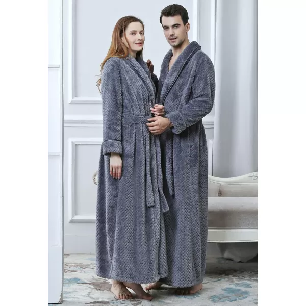 Flygo Women's Winter Fleece Plush Bathrobe Long Flannel Sleepwear Belted