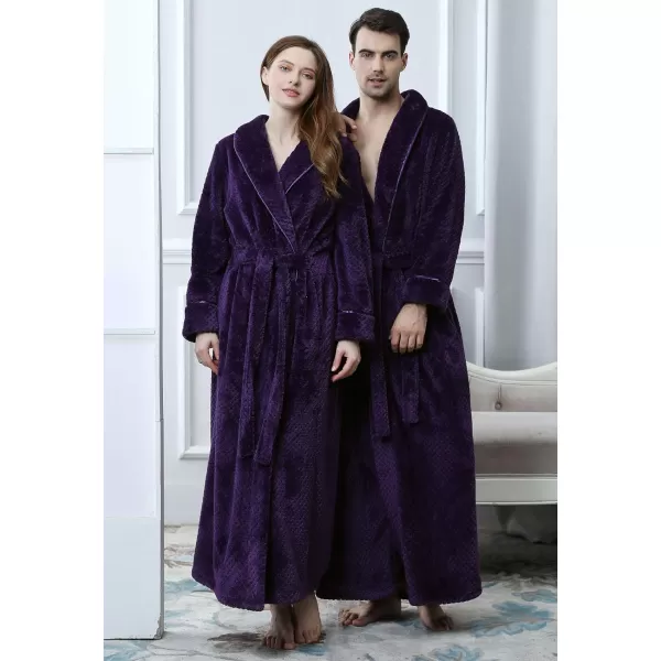 Flygo Women's Winter Fleece Plush Bathrobe Long Flannel Sleepwear Belted