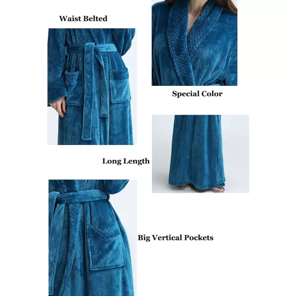 Flygo Women's Winter Fleece Plush Bathrobe Long Flannel Sleepwear Belted
