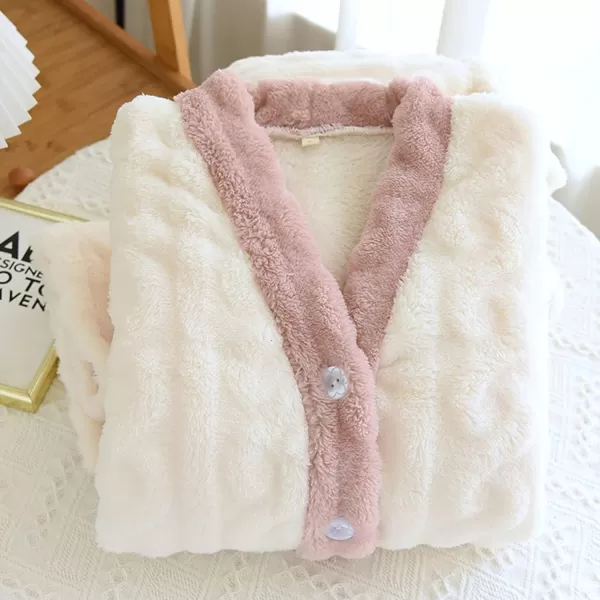 Flygo Women's Winter Fluffy Pajamas Set Fleece Button Tops and Pants Plush Loungewear Sleepwear