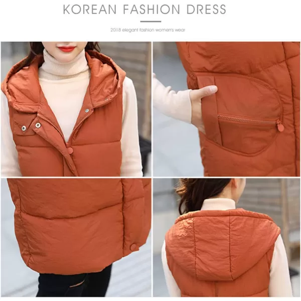 Flygo Women's Winter Hooded Mid Long Quilted Padded Puffer Vest Jacket
