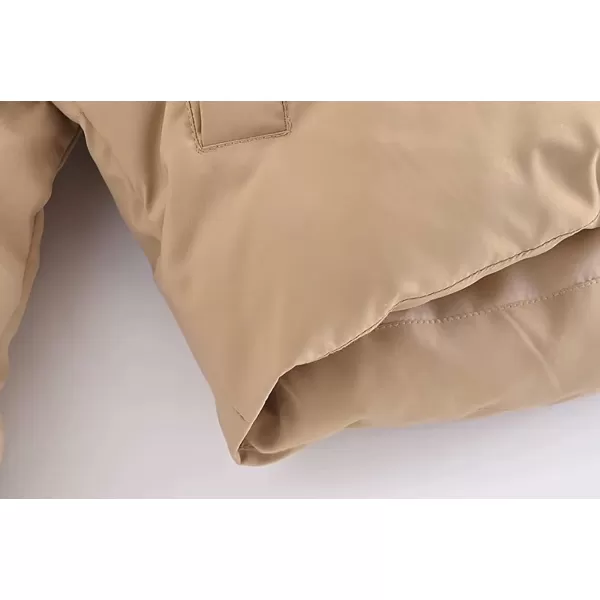 Flygo Women's Winter Long Sleeve Zip Up Puffer Jacket Baggy Crop Quilted Down Coat
