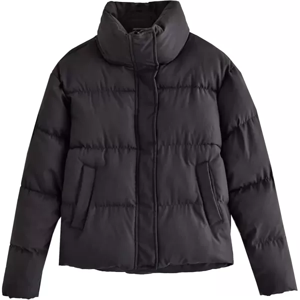 Flygo Women's Winter Long Sleeve Zip Up Puffer Jacket Baggy Crop Quilted Down Coat