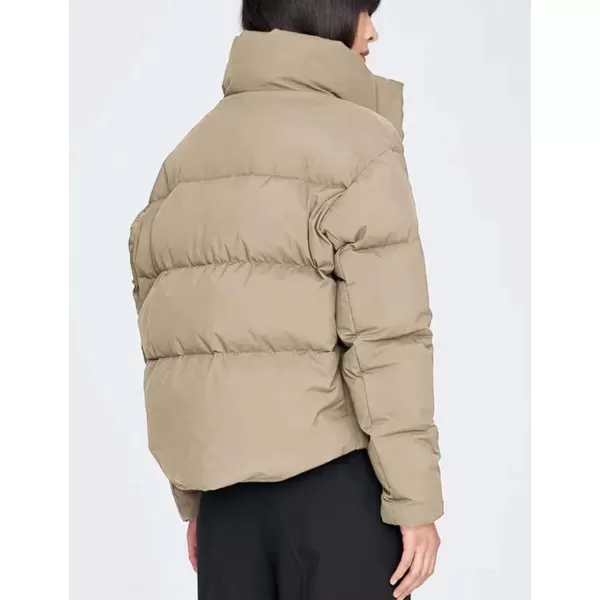 Flygo Women's Winter Long Sleeve Zip Up Puffer Jacket Baggy Crop Quilted Down Coat