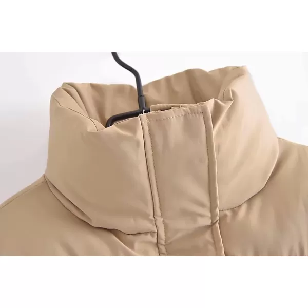 Flygo Women's Winter Long Sleeve Zip Up Puffer Jacket Baggy Crop Quilted Down Coat