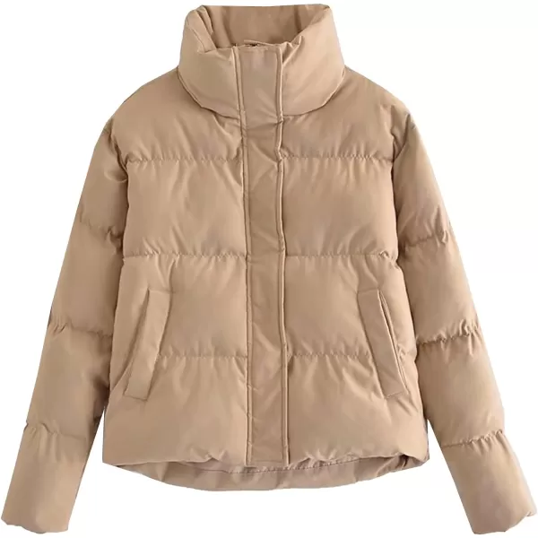 Flygo Women's Winter Long Sleeve Zip Up Puffer Jacket Baggy Crop Quilted Down Coat