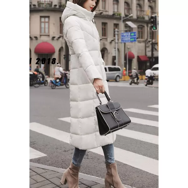Flygo Womens Winter Warm Faux Fur Hooded Collar Down Coat Qulited Puffer Jacket