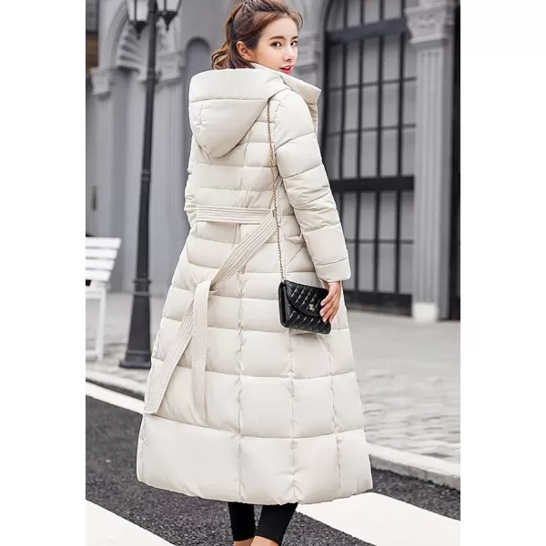 Flygo Womens Winter Warm Faux Fur Hooded Collar Down Coat Qulited Puffer Jacket