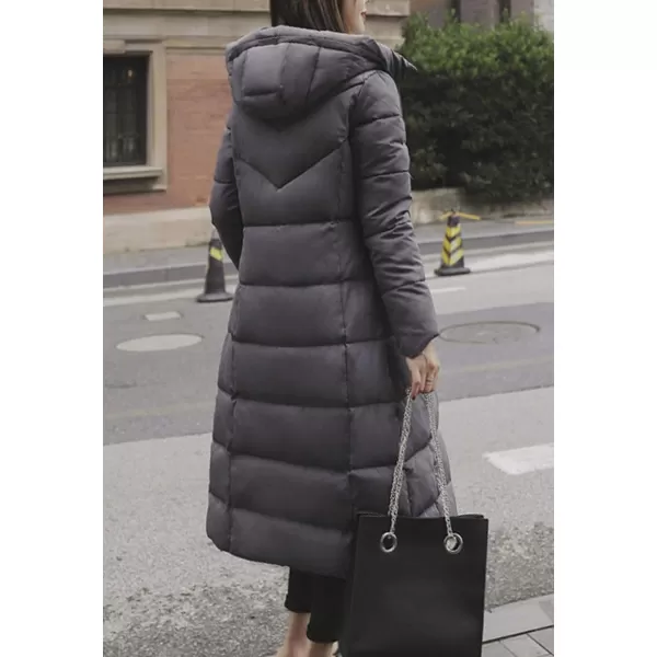 Flygo Womens Winter Warm Faux Fur Hooded Collar Down Coat Qulited Puffer Jacket