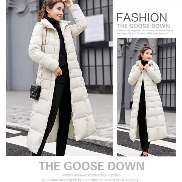 Flygo Womens Winter Warm Faux Fur Hooded Collar Down Coat Qulited Puffer Jacket