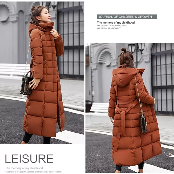 Flygo Womens Winter Warm Faux Fur Hooded Collar Down Coat Qulited Puffer Jacket