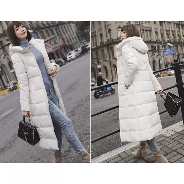 Flygo Womens Winter Warm Faux Fur Hooded Collar Down Coat Qulited Puffer Jacket