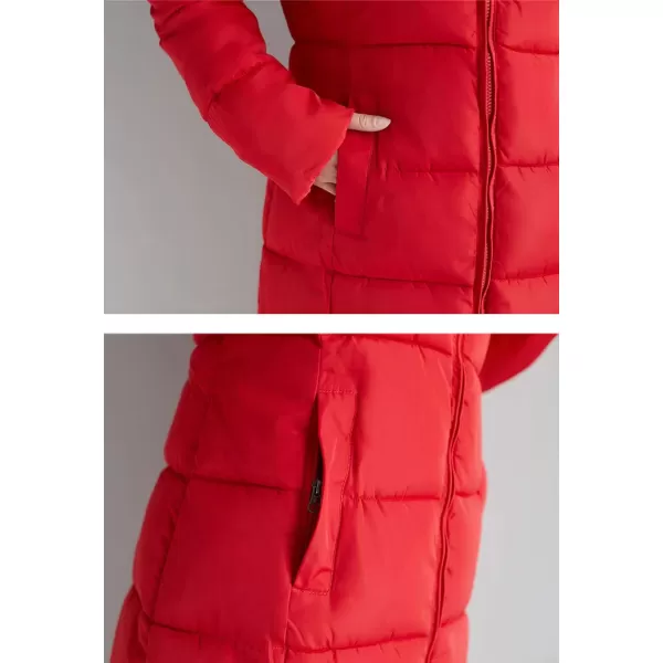 Flygo Womens Winter Warm Faux Fur Hooded Collar Down Coat Qulited Puffer Jacket