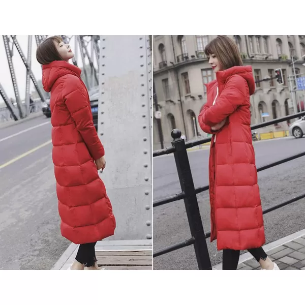 Flygo Womens Winter Warm Faux Fur Hooded Collar Down Coat Qulited Puffer Jacket