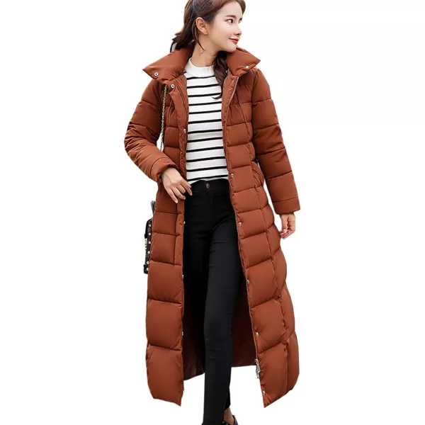 Flygo Womens Winter Warm Faux Fur Hooded Collar Down Coat Qulited Puffer Jacket