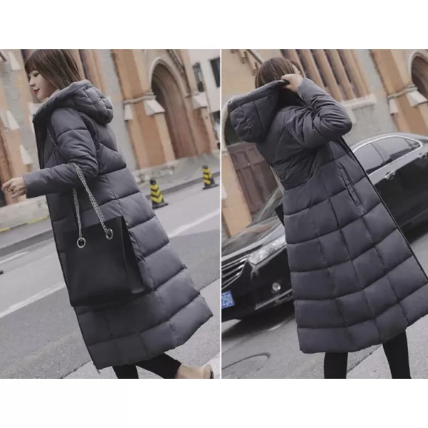 Flygo Womens Winter Warm Faux Fur Hooded Collar Down Coat Qulited Puffer Jacket