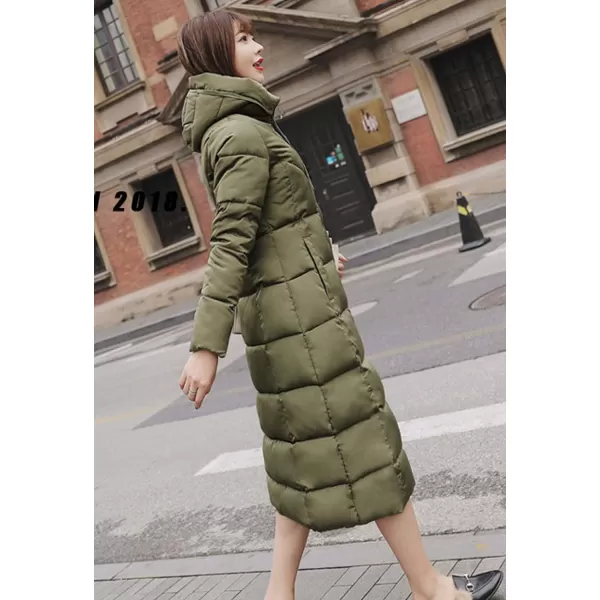 Flygo Womens Winter Warm Faux Fur Hooded Collar Down Coat Qulited Puffer Jacket