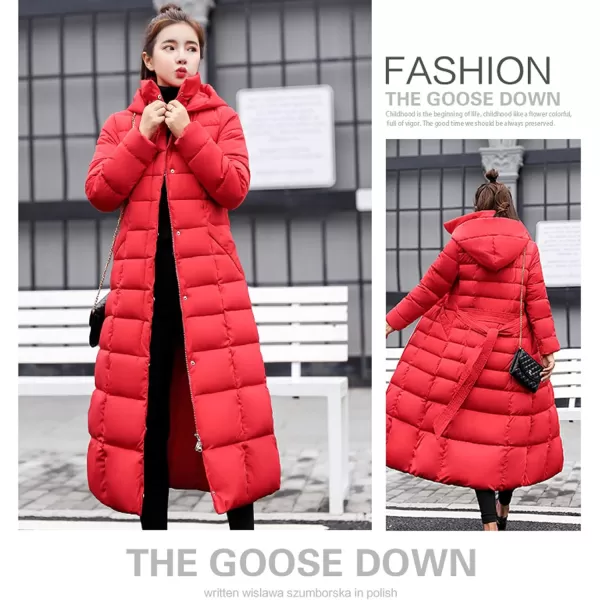 Flygo Womens Winter Warm Faux Fur Hooded Collar Down Coat Qulited Puffer Jacket