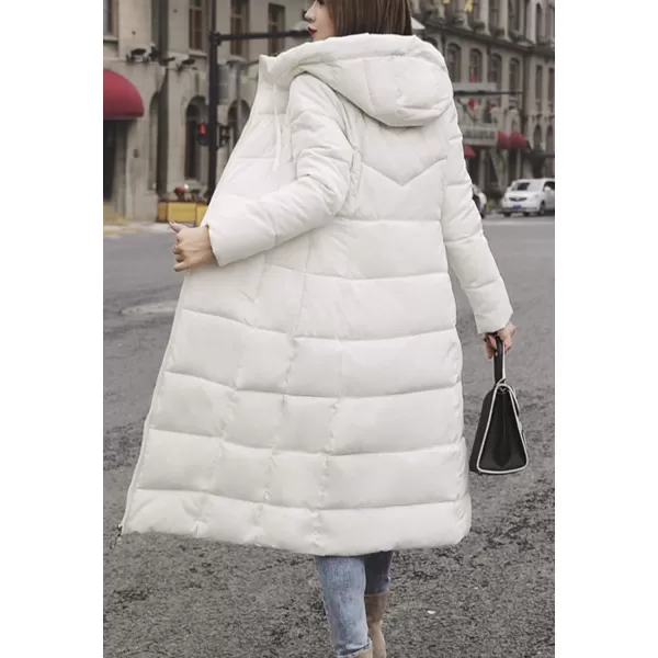 Flygo Womens Winter Warm Faux Fur Hooded Collar Down Coat Qulited Puffer Jacket