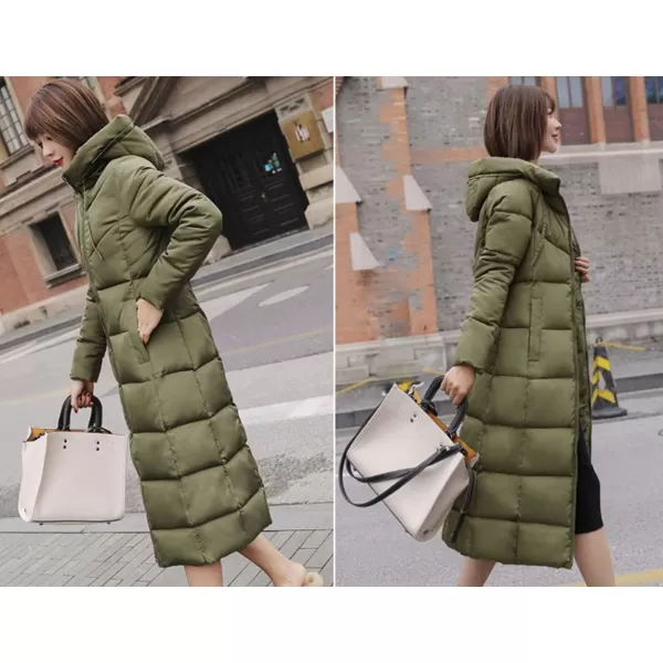 Flygo Womens Winter Warm Faux Fur Hooded Collar Down Coat Qulited Puffer Jacket