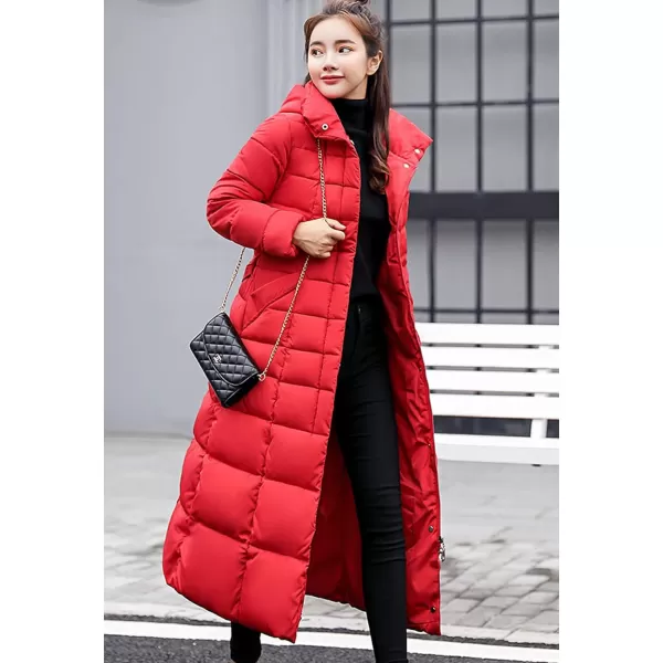Flygo Womens Winter Warm Faux Fur Hooded Collar Down Coat Qulited Puffer Jacket