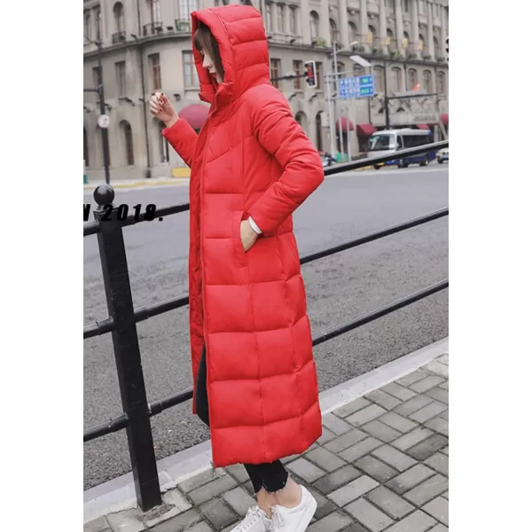 Flygo Womens Winter Warm Faux Fur Hooded Collar Down Coat Qulited Puffer Jacket