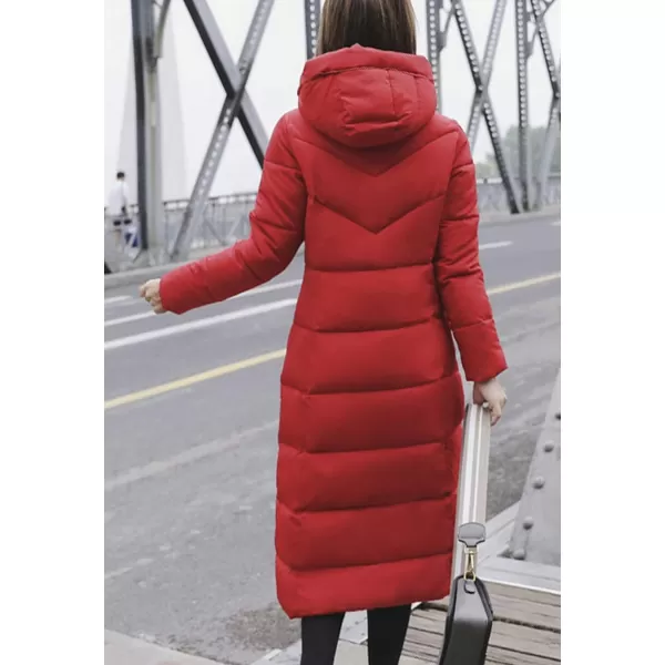 Flygo Womens Winter Warm Faux Fur Hooded Collar Down Coat Qulited Puffer Jacket