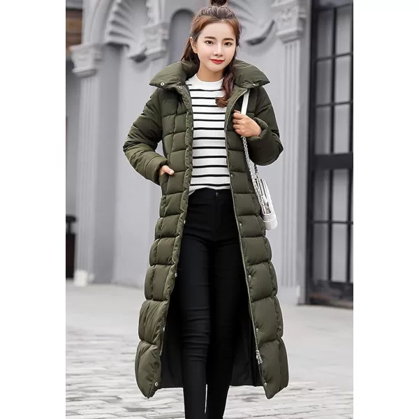 Flygo Womens Winter Warm Faux Fur Hooded Collar Down Coat Qulited Puffer Jacket