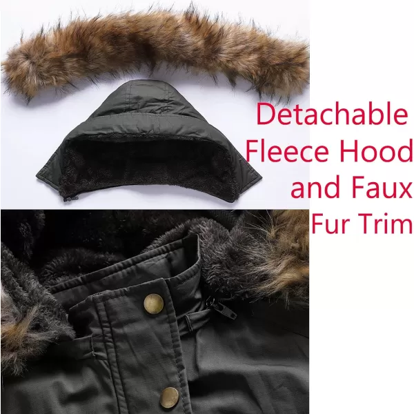 Flygo Womens Winter Warm Faux Fur Lined Hooded Parka Long Coat Jacket
