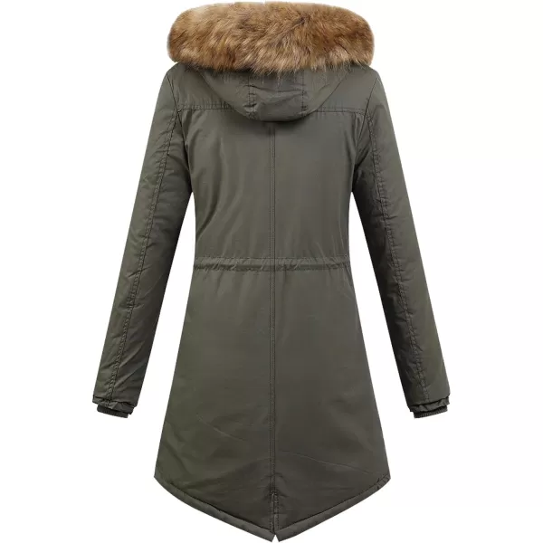 Flygo Womens Winter Warm Faux Fur Lined Hooded Parka Long Coat Jacket