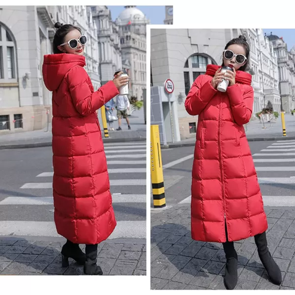 Flygo Womens Winter Warm Long Down Jacket Coat Outwear with Hood